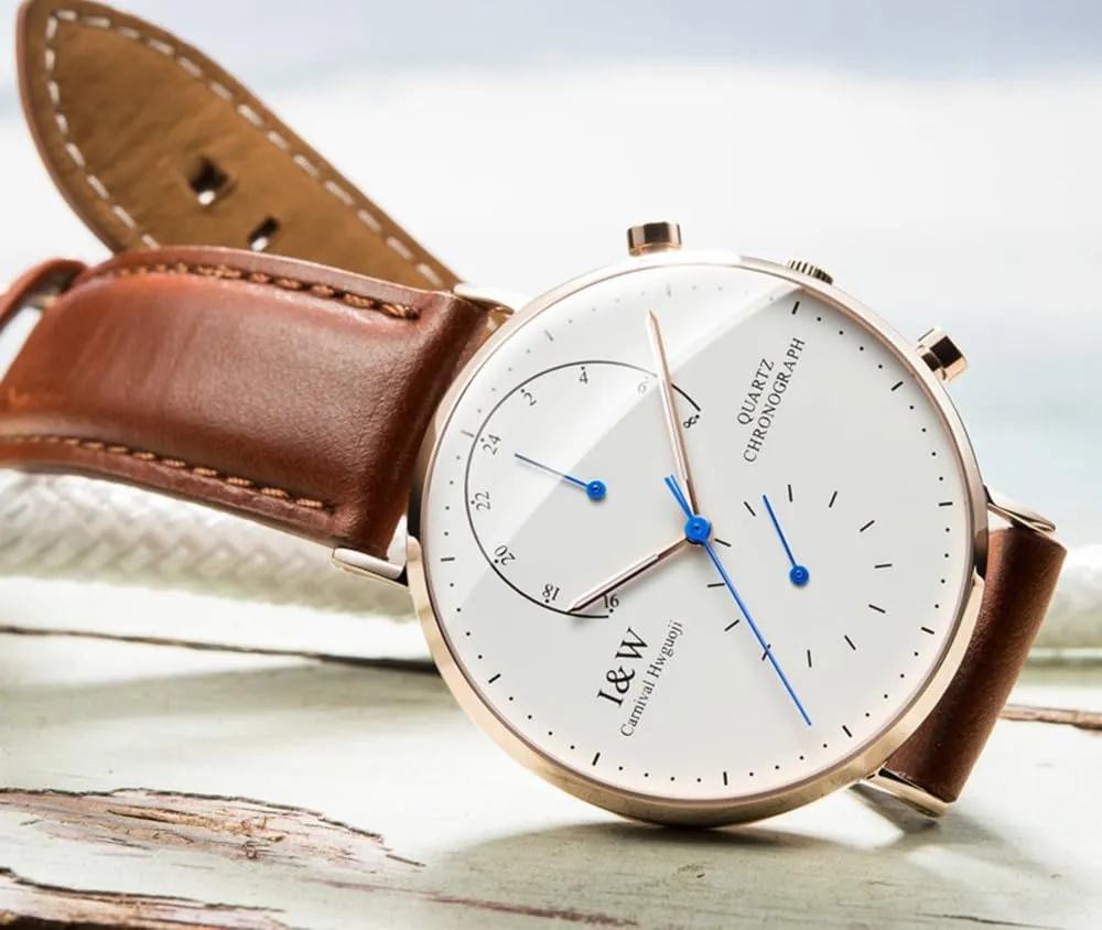 Men's Ultra-Thin Dual Time Zone Analog Watch Rose Gold Stainless Steel Case Luminous Quartz Watch humanlike excellence Gosasa 