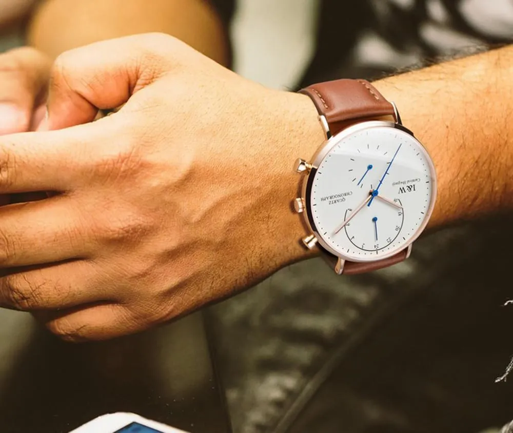 Men's Ultra-Thin Dual Time Zone Analog Watch Rose Gold Stainless Steel Case Luminous Quartz Watch humanlike excellence Gosasa 