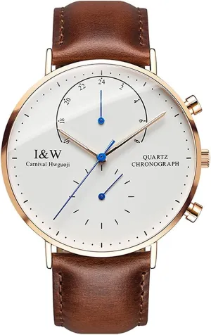 Men's Ultra-Thin Dual Time Zone Analog Watch Rose Gold Stainless Steel Case Luminous Quartz Watch humanlike excellence Gosasa 