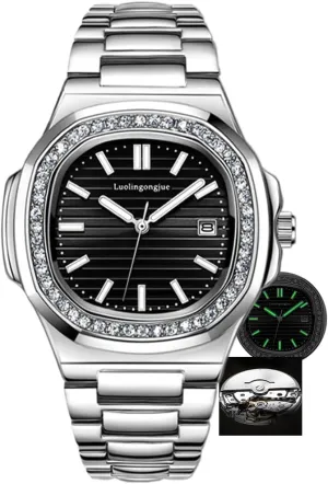 Mens Watch Business Casual Waterproof Calendar Luminous Automatic Mechanical Wristwatch Fashion Watches for Men reloj bleach predator current flyway stench quiver Hombre New Rhinestone 