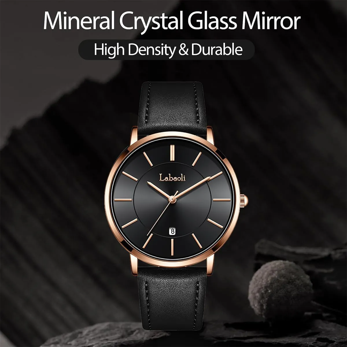 Mens Watch Minimalist coverage Fashion Simple Wrist Watch Analog Date with Leather Men's Wrist Watches Ultrathin Quartz Watch Waterproof Big Face Designer Dress Wrist Watches Elegant Gift for Men Watches 
