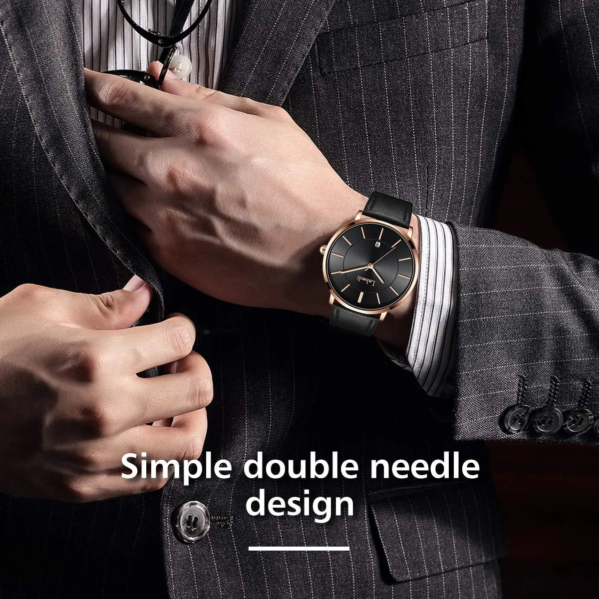 Mens Watch Minimalist coverage Fashion Simple Wrist Watch Analog Date with Leather Men's Wrist Watches Ultrathin Quartz Watch Waterproof Big Face Designer Dress Wrist Watches Elegant Gift for Men Watches 