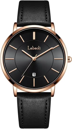 Mens Watch Minimalist coverage Fashion Simple Wrist Watch Analog Date with Leather Men's Wrist Watches Ultrathin Quartz Watch Waterproof Big Face Designer Dress Wrist Watches Elegant Gift for Men Watches 