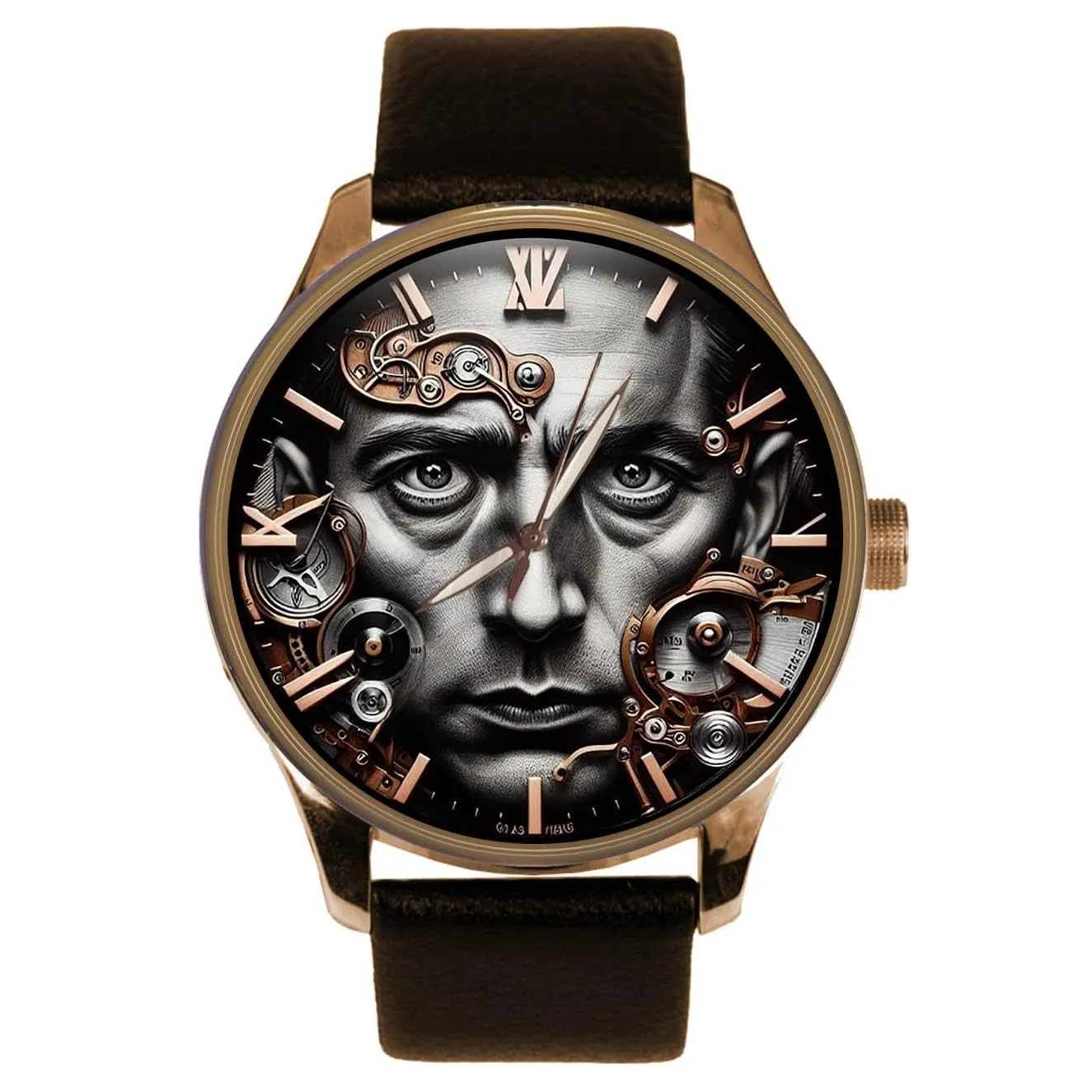 Men's Watch. The Stranger. Albert Camus Postmodern Portrait enterprising Intense Existentialist Eyes Solid Brass Collectible 