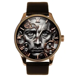 Men's Watch. The Stranger. Albert Camus Postmodern Portrait enterprising Intense Existentialist Eyes Solid Brass Collectible 