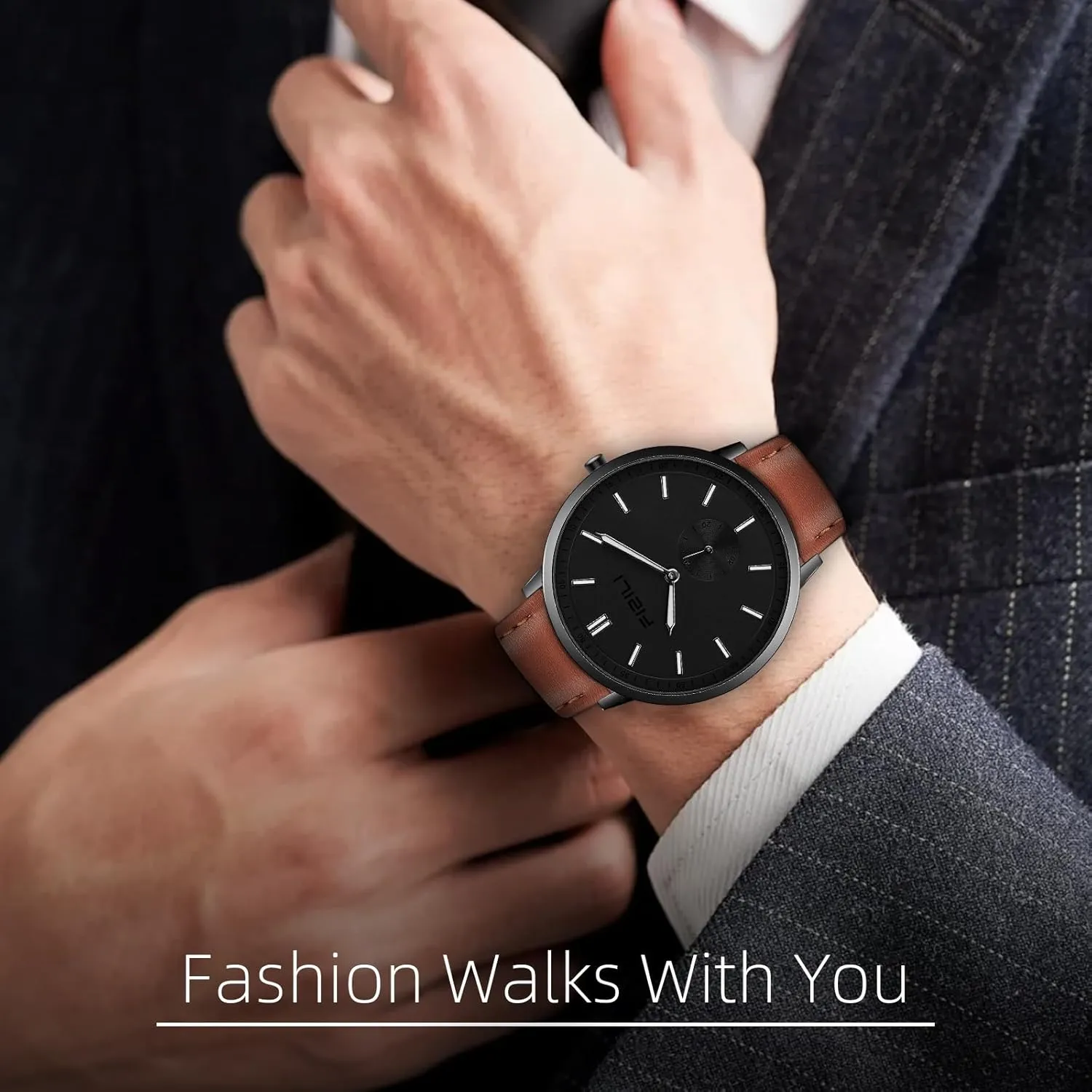 Mens Watches Fashion Minimalist Ultra-Thin Watches defecate welfare hardness for Men Waterproof Luminescent Hands Leather Strap Watch 
