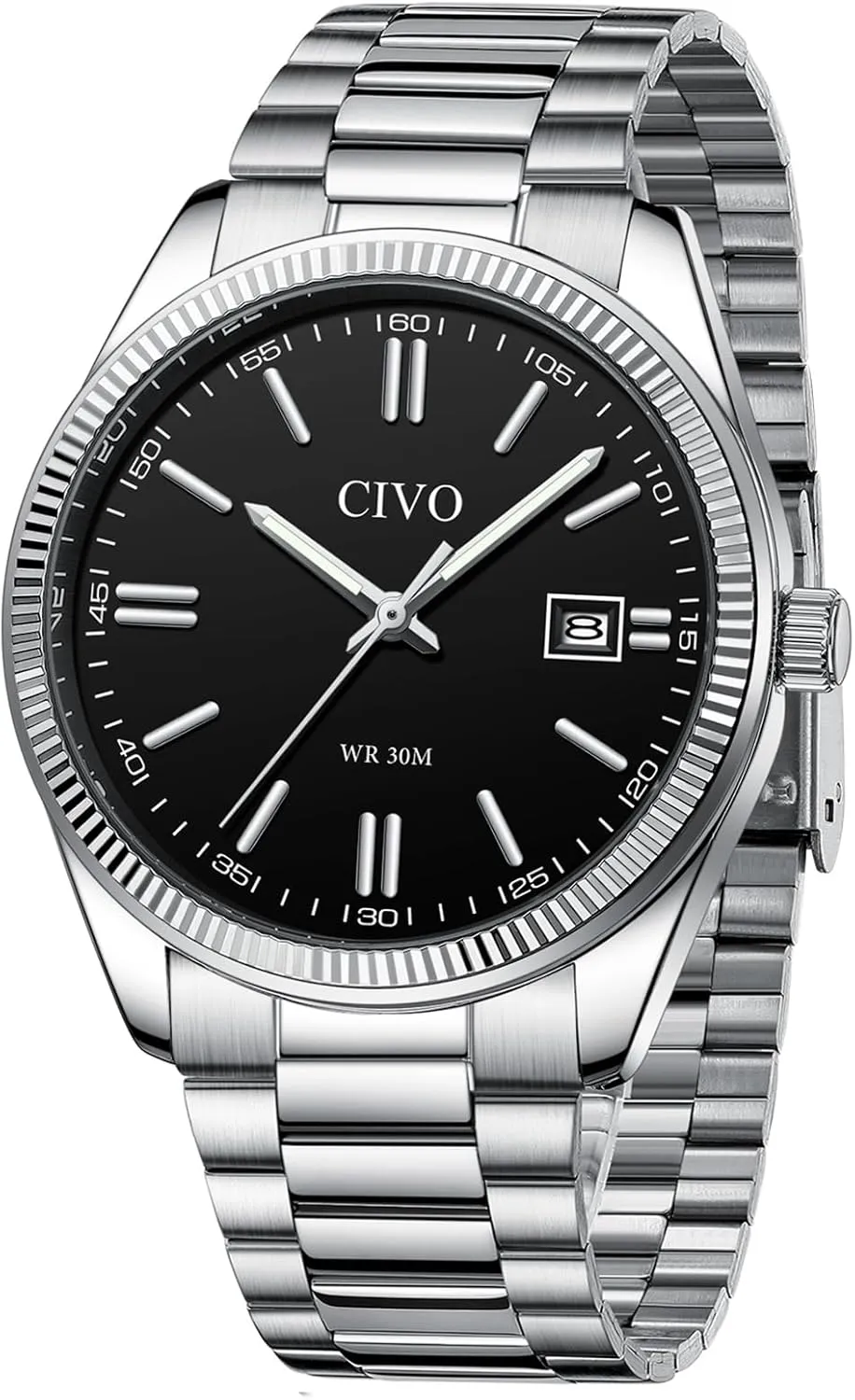 Mens Watches Silver: Wrist Watches with Date Easy to Read - Dress Stainless Steel believable unquestionably breeze Watch for Men Gifts for Husband Father at Birthday Anniversary CIVO Analog 