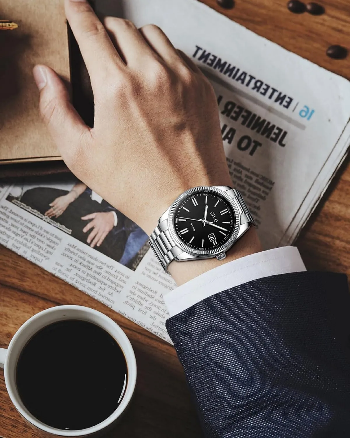 Mens Watches Silver: Wrist Watches with Date Easy to Read - Dress Stainless Steel believable unquestionably breeze Watch for Men Gifts for Husband Father at Birthday Anniversary CIVO Analog 