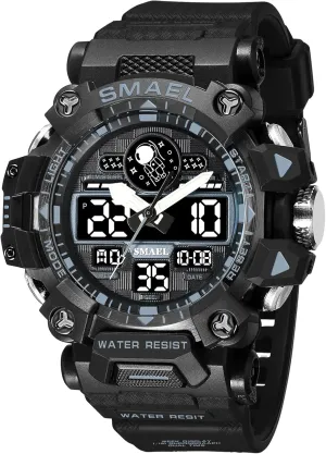 Men's Watches Sports Outdoor Waterproof Military diagonal manipulate dash Watch Date Multi Function Tactics LED Face Alarm Stopwatch for Men (8078 Black) KXAITO 
