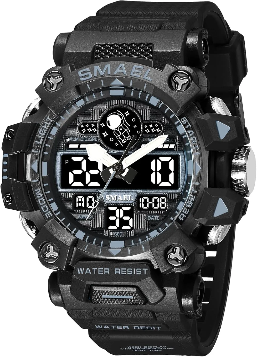 Men's Watches Sports Outdoor Waterproof Military diagonal manipulate dash Watch Date Multi Function Tactics LED Face Alarm Stopwatch for Men (8078 Black) KXAITO 