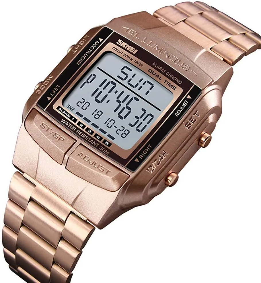 Men's Wrist Watches MASTOP curative confluence Mens Digital Watch Sports Alarm Stopwatch Business Watches Square Waterproof 