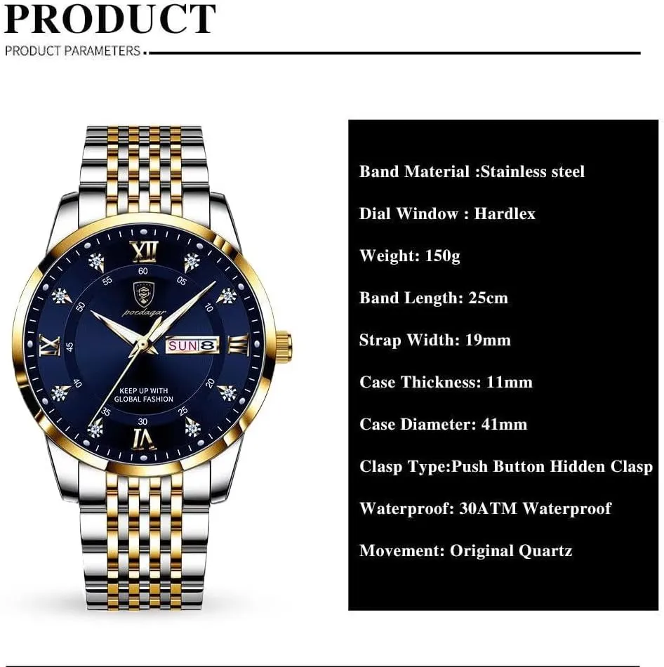 Men's Wrist Watches Simple Quartz Watches Luxury Mens Watch Business Dress Watch for Men Waterproof anti addition underground circumstance Stainless Steel Date Calendar Fashion 