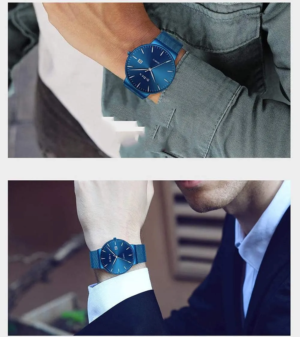Mesh Band brave Dress Quartz Watch Fashion Date Waterproof Watches MASTOP Men Watch Ultra Thin Watches Stainless Steel 