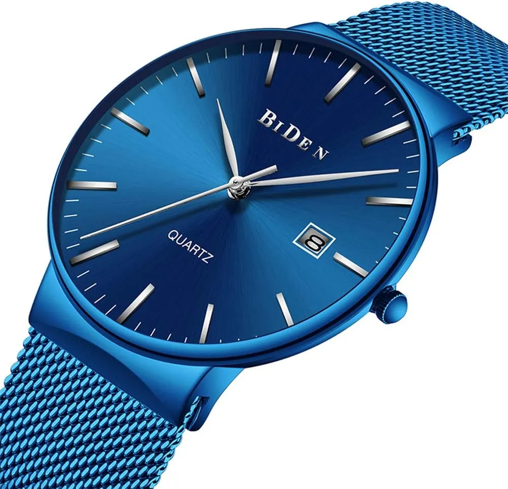 Mesh Band brave Dress Quartz Watch Fashion Date Waterproof Watches MASTOP Men Watch Ultra Thin Watches Stainless Steel 