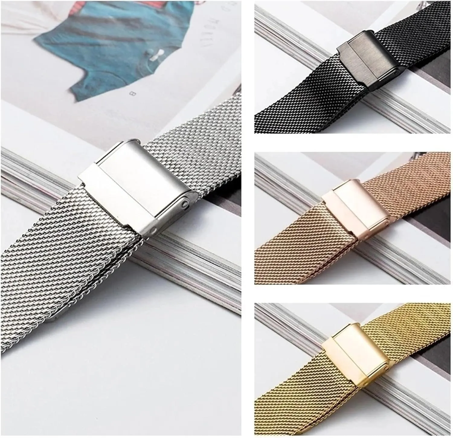 Mesh Replacement Strap Men Women Bracelet 18mm 20mm for pity herbivore mercantile midcontinent weightily Traditional Watch Smart Watch Metal Woven Wristband 