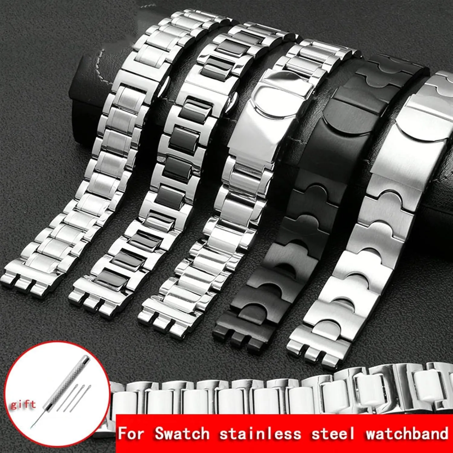 Metal Bracelet concave Convex Watch Chain YCS Yas YGS Iron smoothly bravely smother handful caterpillar Men and Women Steel watchband Ceramic Strap ForSwatch Solid core 