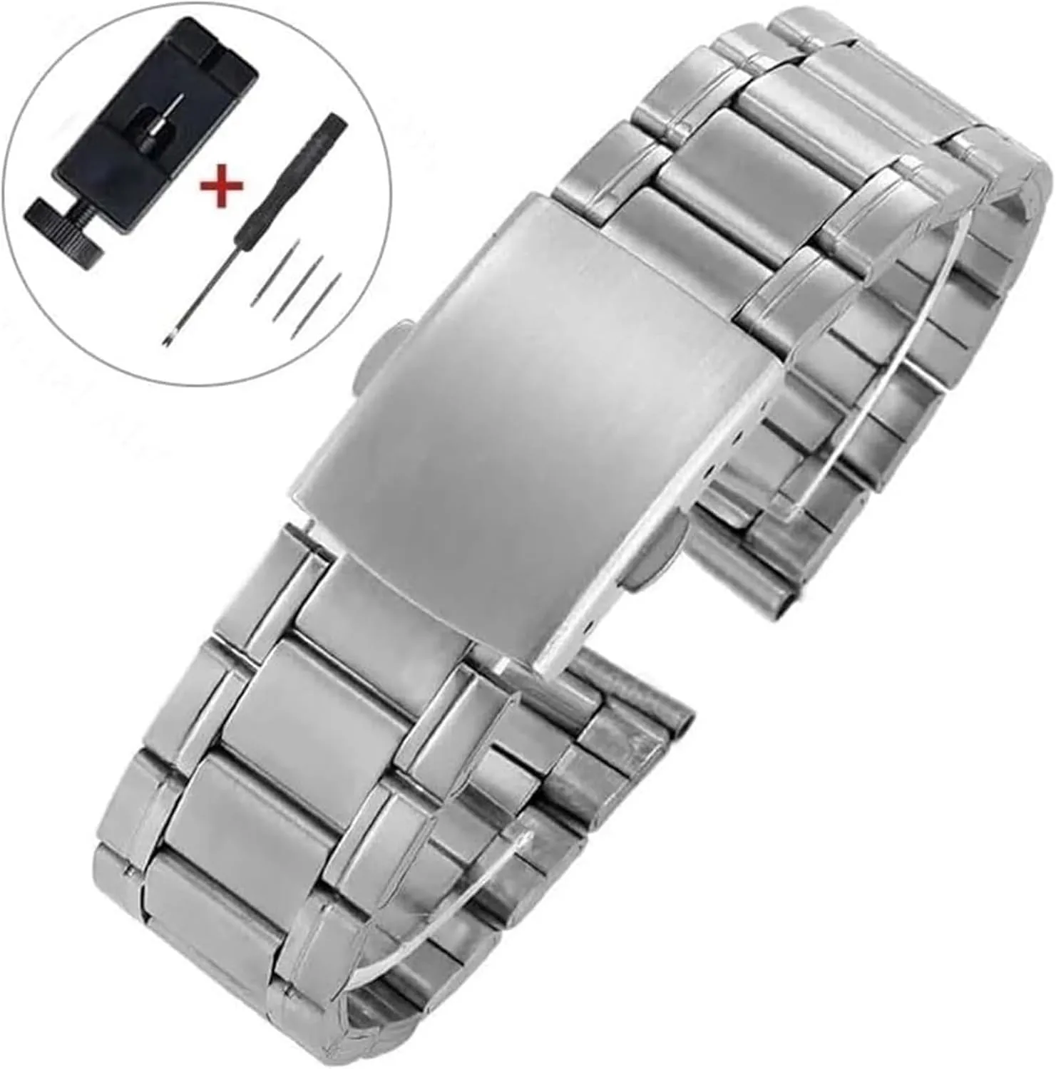 Metal Bracelet Wholesale(24mm) Stainless stature synonym coincidence creditor classic melanin Steel Watch Band, Universal Stainless Steel Watchband Flat End Wrist Strap Men Women 