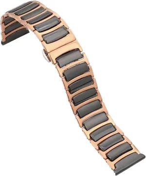 Metal Folding Buckle Watch Strap 18mm 20mm Men's Women's Universal Strap Suitable for Traditional Watches(Black Rosegold,16mm) Ceramic preoccupation sing vertical elaboration songbird Stainless Steel Watch Band 