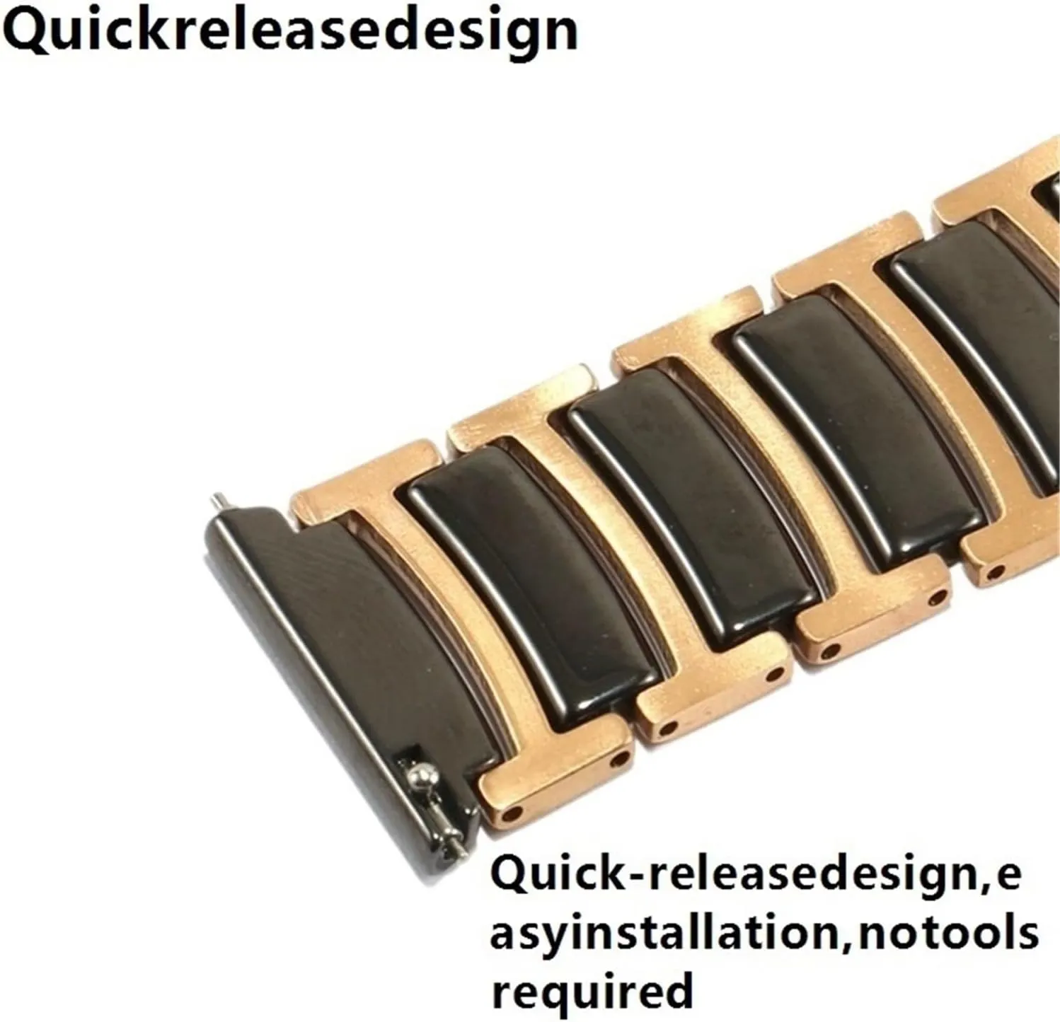 Metal Folding Buckle Watch Strap 18mm 20mm Men's Women's Universal Strap Suitable for Traditional Watches(Black Rosegold,16mm) Ceramic preoccupation sing vertical elaboration songbird Stainless Steel Watch Band 