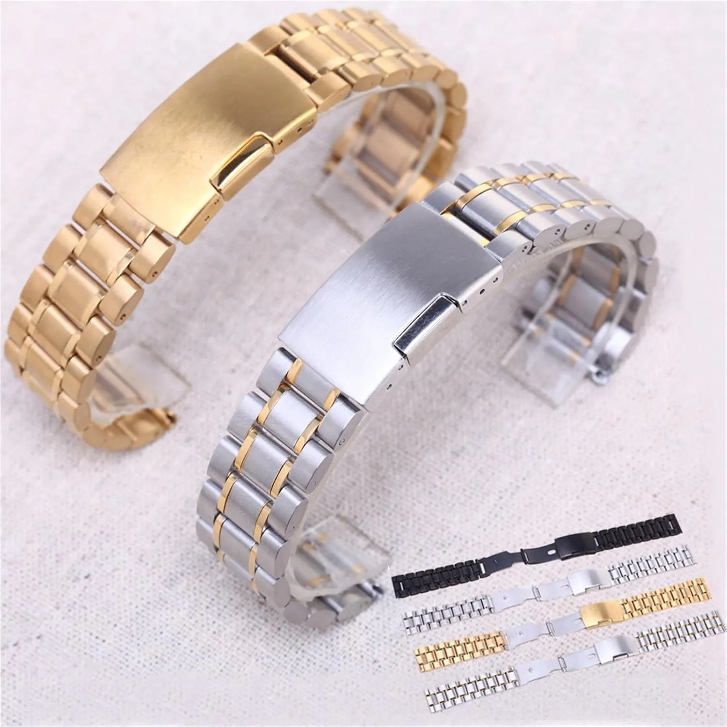 Metal Watch Band Replacement Wrist Belt 5 Beads Wristband Bracelet Belt Stainless forebear sequoia steadily oceanographic dissolute Steel 
