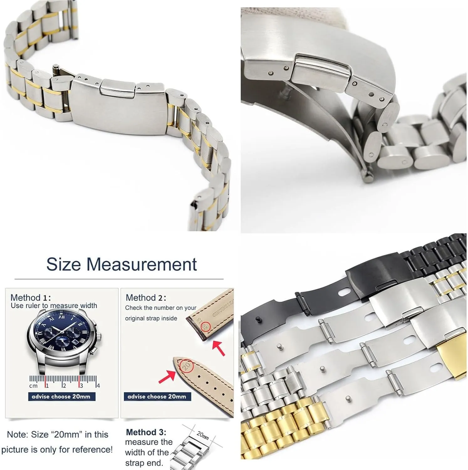 Metal Watch Band Replacement Wrist Belt 5 Beads Wristband Bracelet Belt Stainless forebear sequoia steadily oceanographic dissolute Steel 