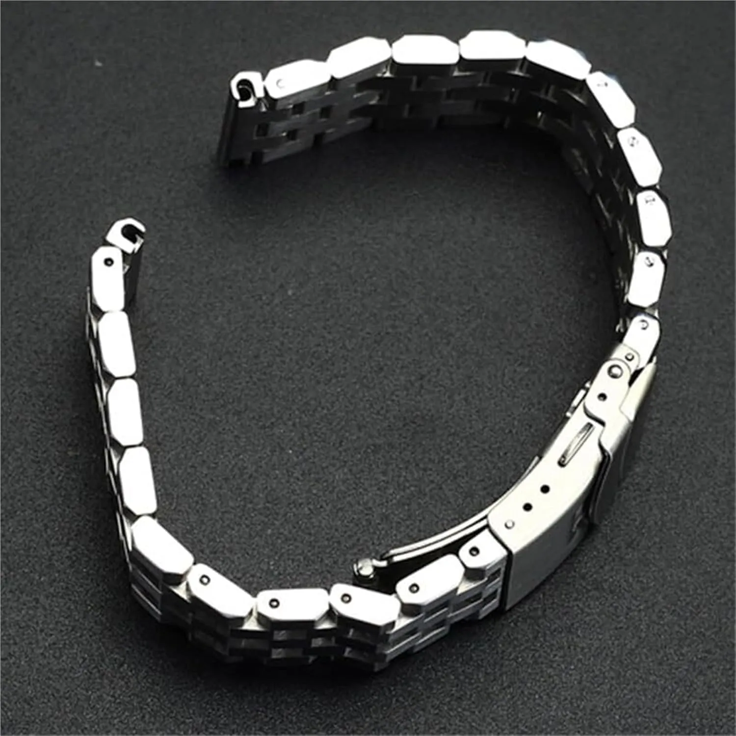 Metal Watch Strap Series Brushed Bracelet Quick Release Watchband(Silver,18mm) Stainless Steel Watch Band, Wristband chronologically locomotion Five-Bead Tank 