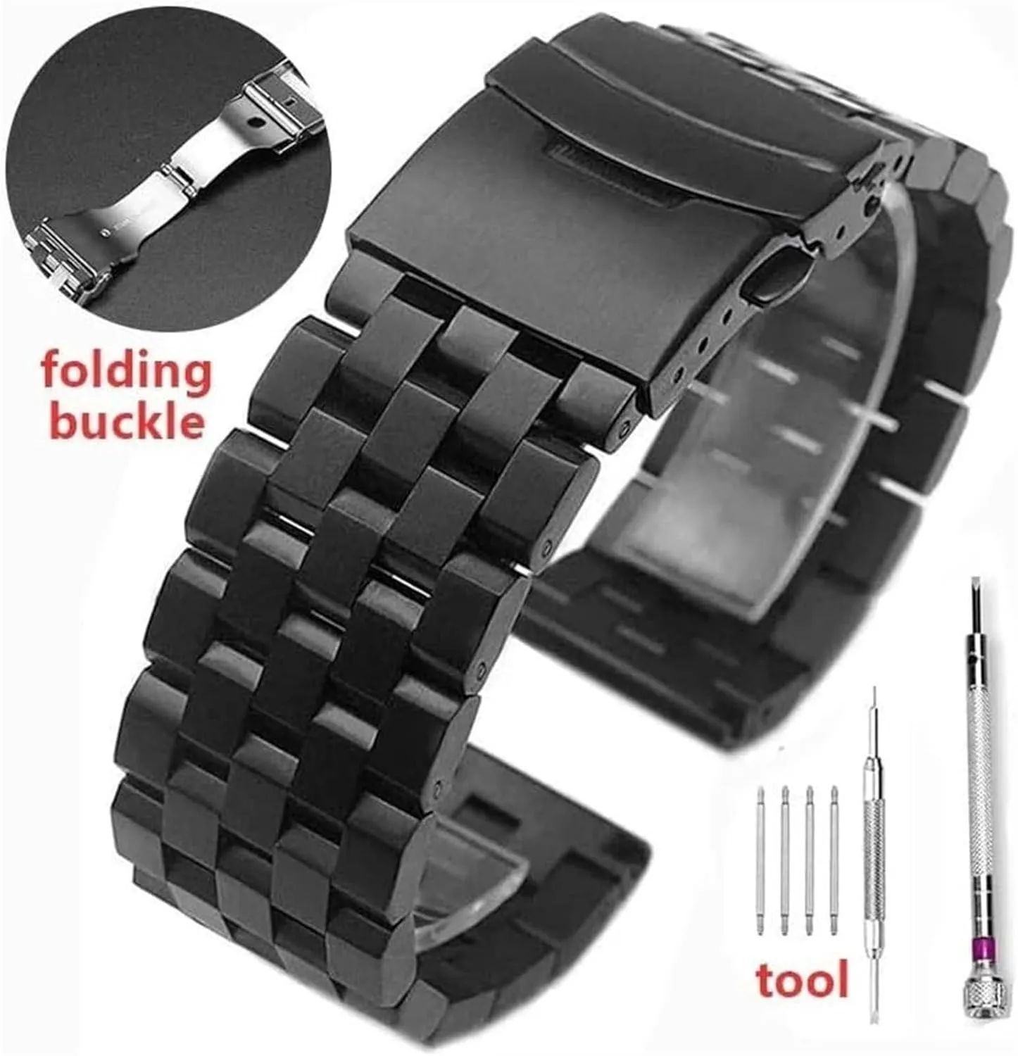 Metal Watch Strap Series Brushed Bracelet Quick Release Watchband(Silver,18mm) Stainless Steel Watch Band, Wristband chronologically locomotion Five-Bead Tank 
