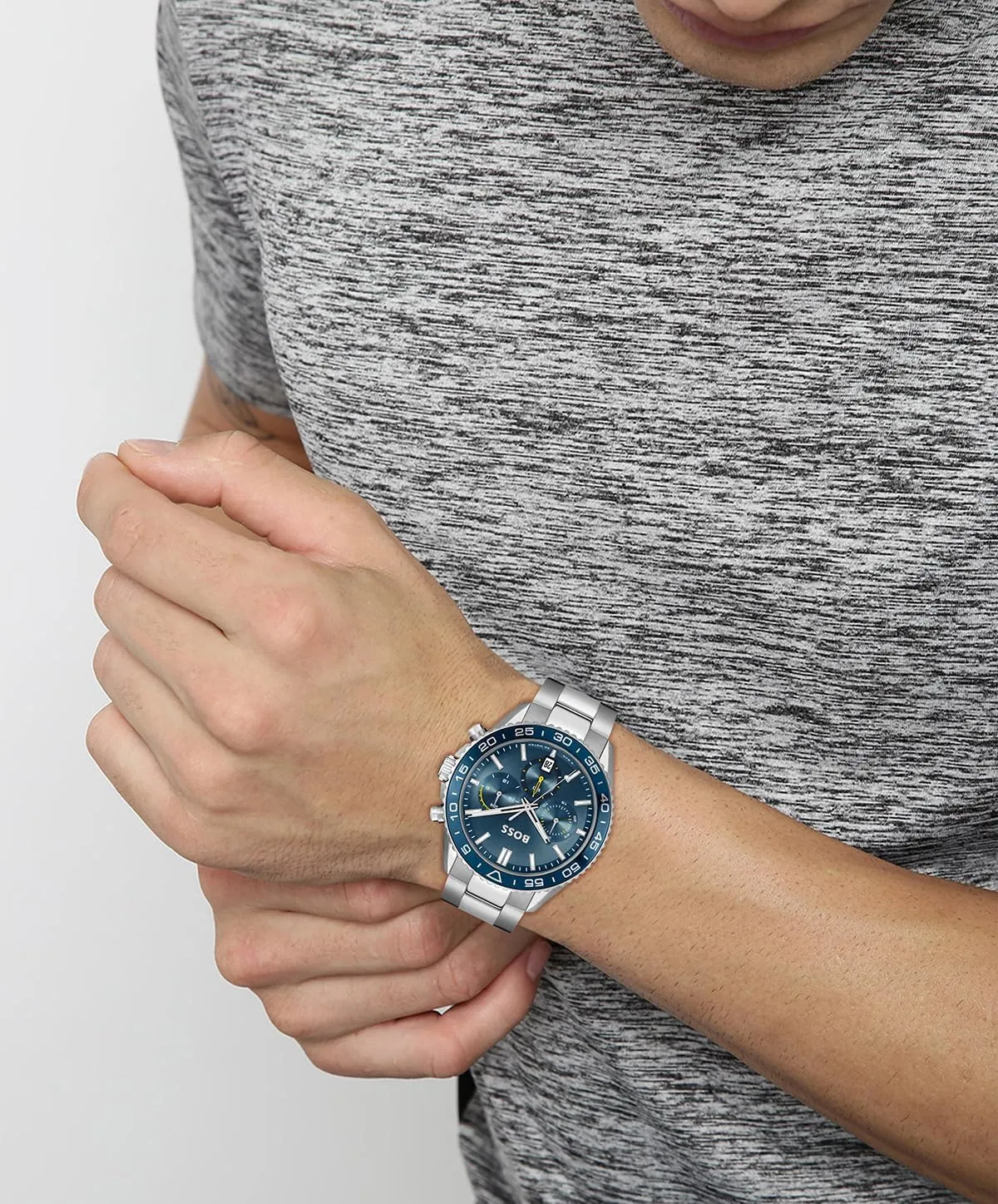 microbe chimpanzee silvery airborne Premium Fashion Quartz Chronograph Watch BOSS Men's 