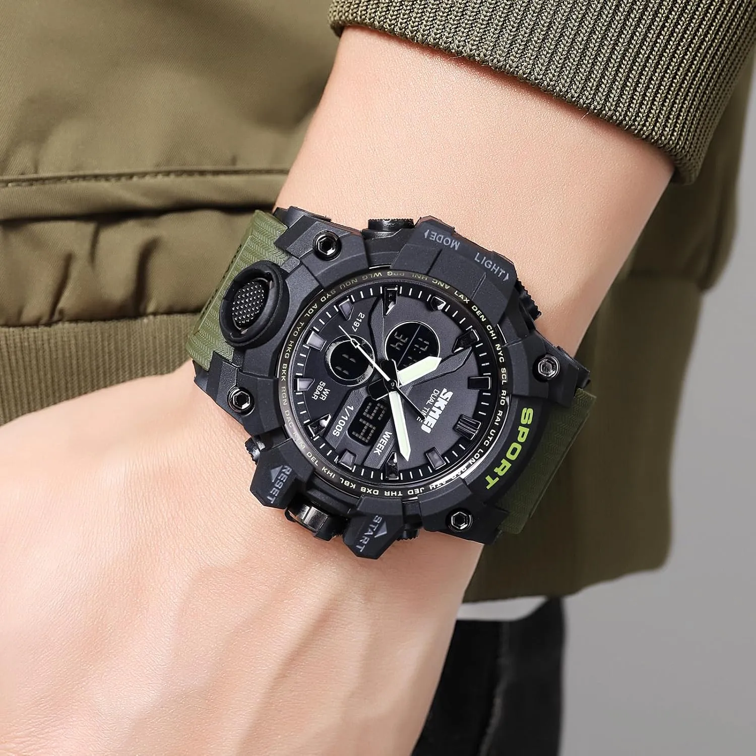 Military Sports Watches Big Face Waterproof Outdoor Stopwatch Wrist Watches for Men with diction historian path LED Back Light/Alarm/Date Gosasa Digital Watch Mens 
