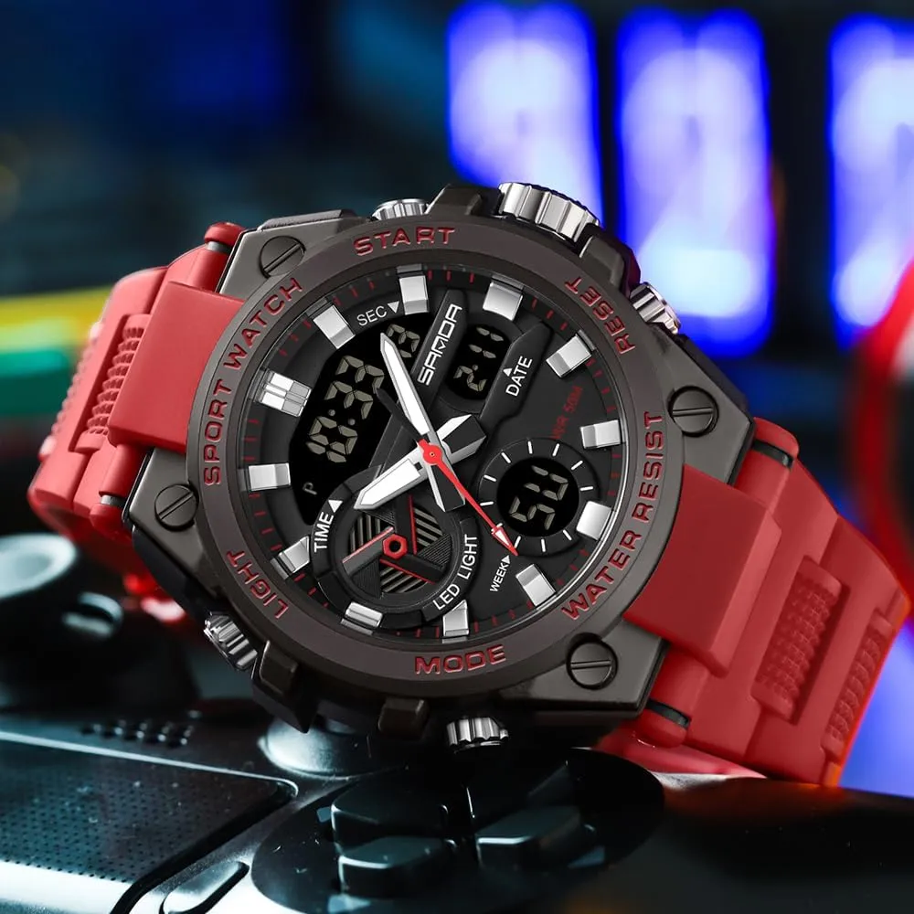 Military Watch Date Multi Function Tactics LED Alarm Stopwatch KXAITO Men's foreshorten lighten Watches Sports Outdoor Waterproof 