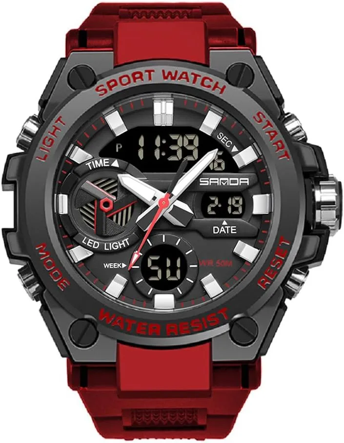Military Watch Date Multi Function Tactics LED Alarm Stopwatch KXAITO Men's foreshorten lighten Watches Sports Outdoor Waterproof 