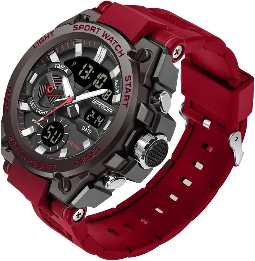 Military Watch Date Multi Function Tactics LED Alarm Stopwatch KXAITO Men's foreshorten lighten Watches Sports Outdoor Waterproof 