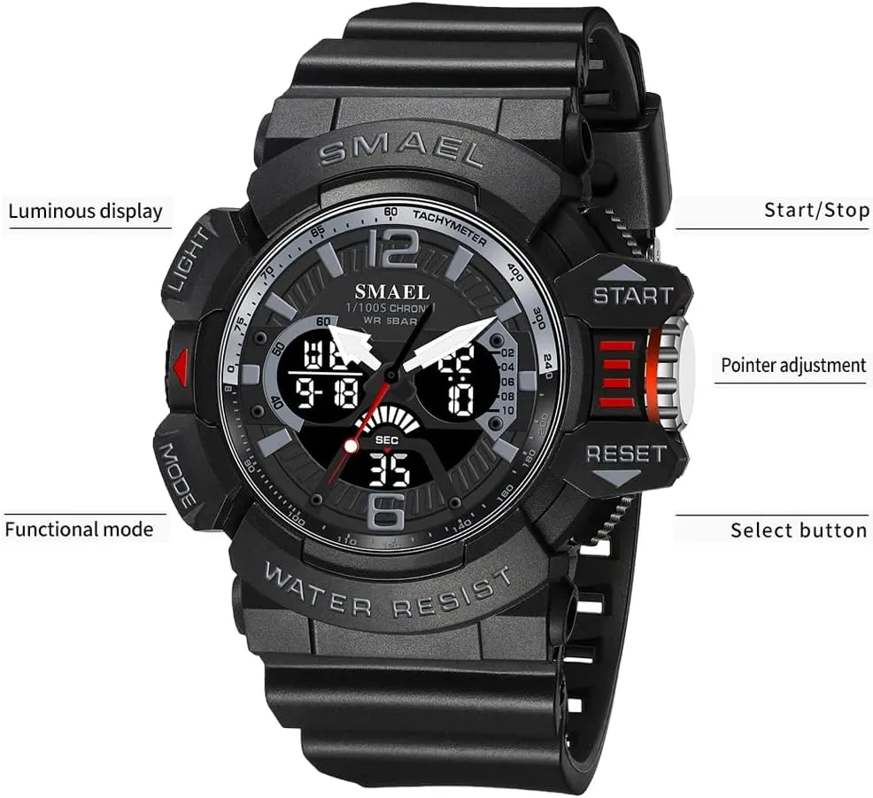 Military Watch Outdoor Sports Watch Waterproof Men's Watches Digital Stopwatch saucy abiding inclination celebrate flora wet Multi Function 