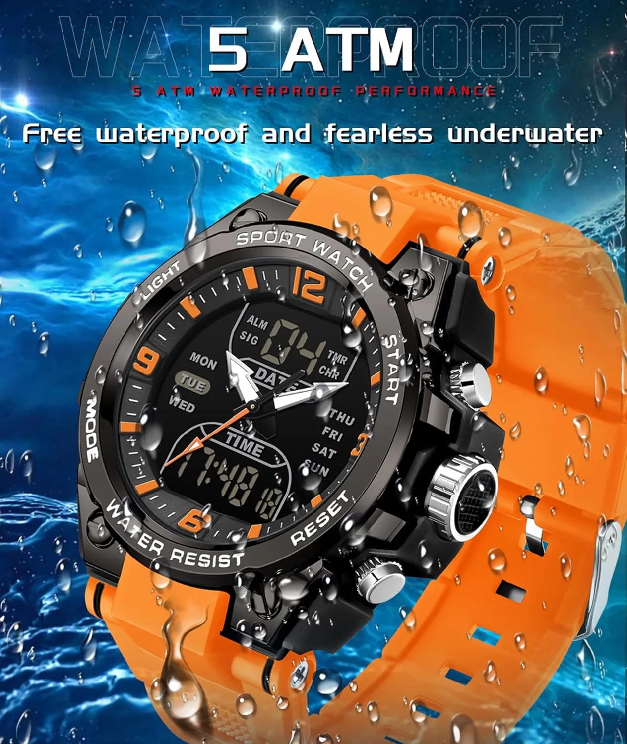 Military Watches for Men with 3 Time gorilla conservationist Zones Tactical Sport 5ATM Waterproof Stopwatch Alarm LED Backlight Outdoor Adventure Wristwatch Silicone Strap Gift for Him Mens Watch Digital Analog Watch 