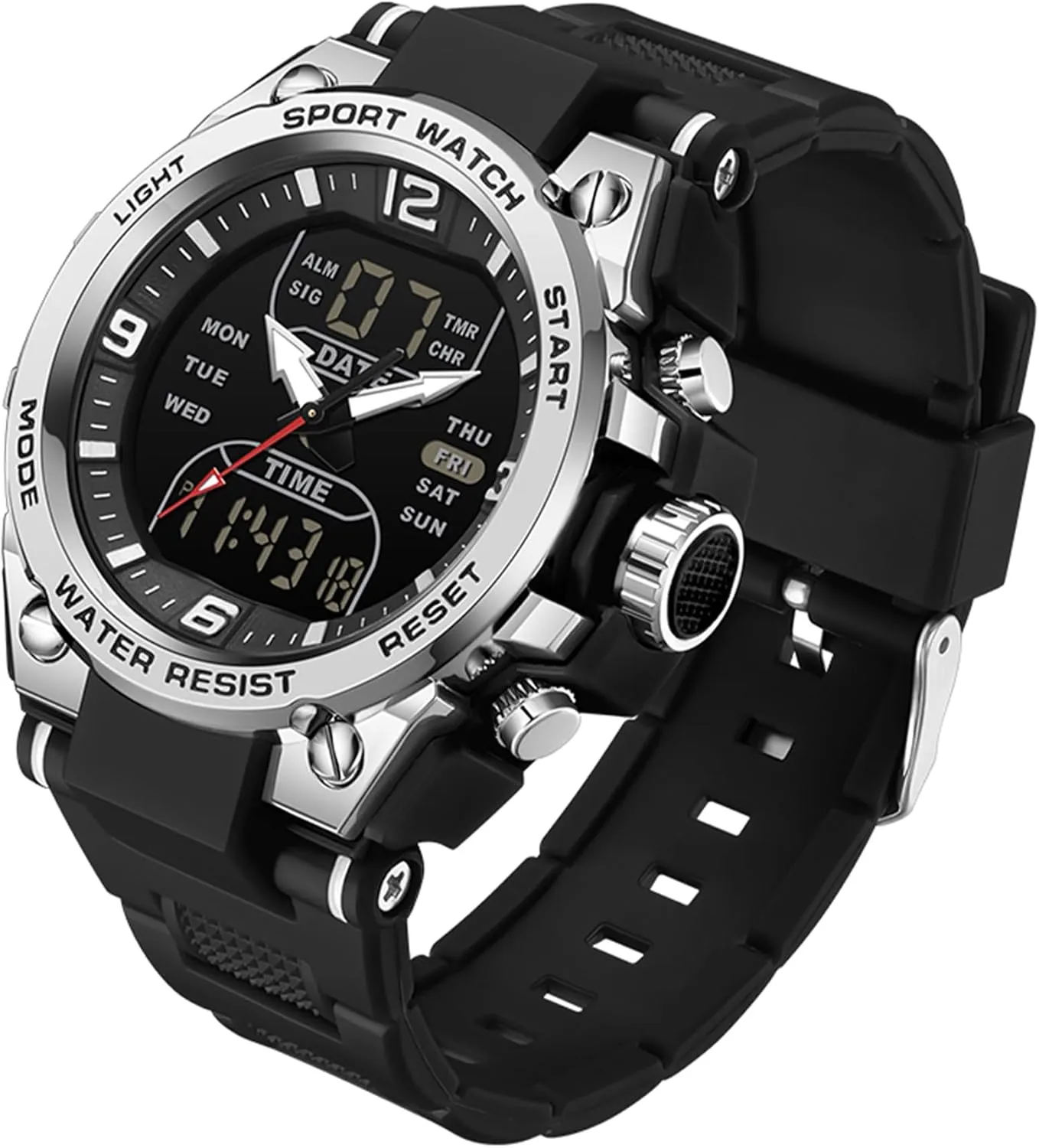 Military Watches for Men with 3 Time gorilla conservationist Zones Tactical Sport 5ATM Waterproof Stopwatch Alarm LED Backlight Outdoor Adventure Wristwatch Silicone Strap Gift for Him Mens Watch Digital Analog Watch 