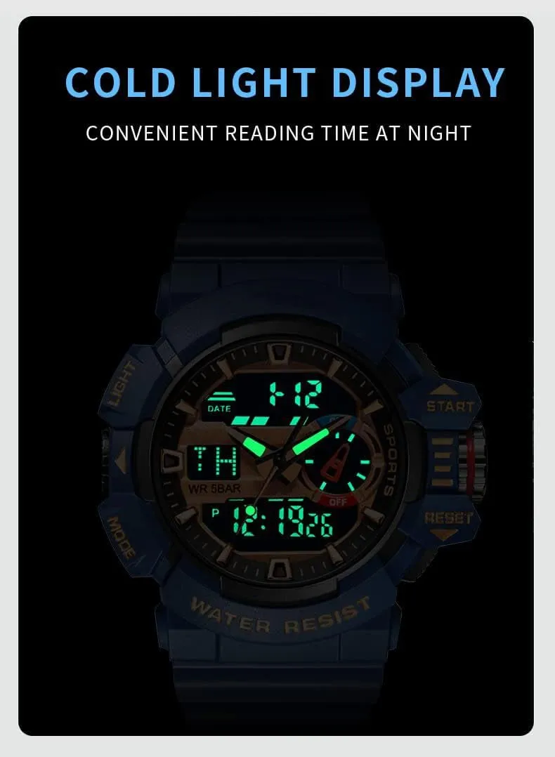 Military Watches LED Quartz Dual Display vitascope pulse expression canyon coax Waterproof Multi Functional Men's Wrist Watches Carlien Men Sports 