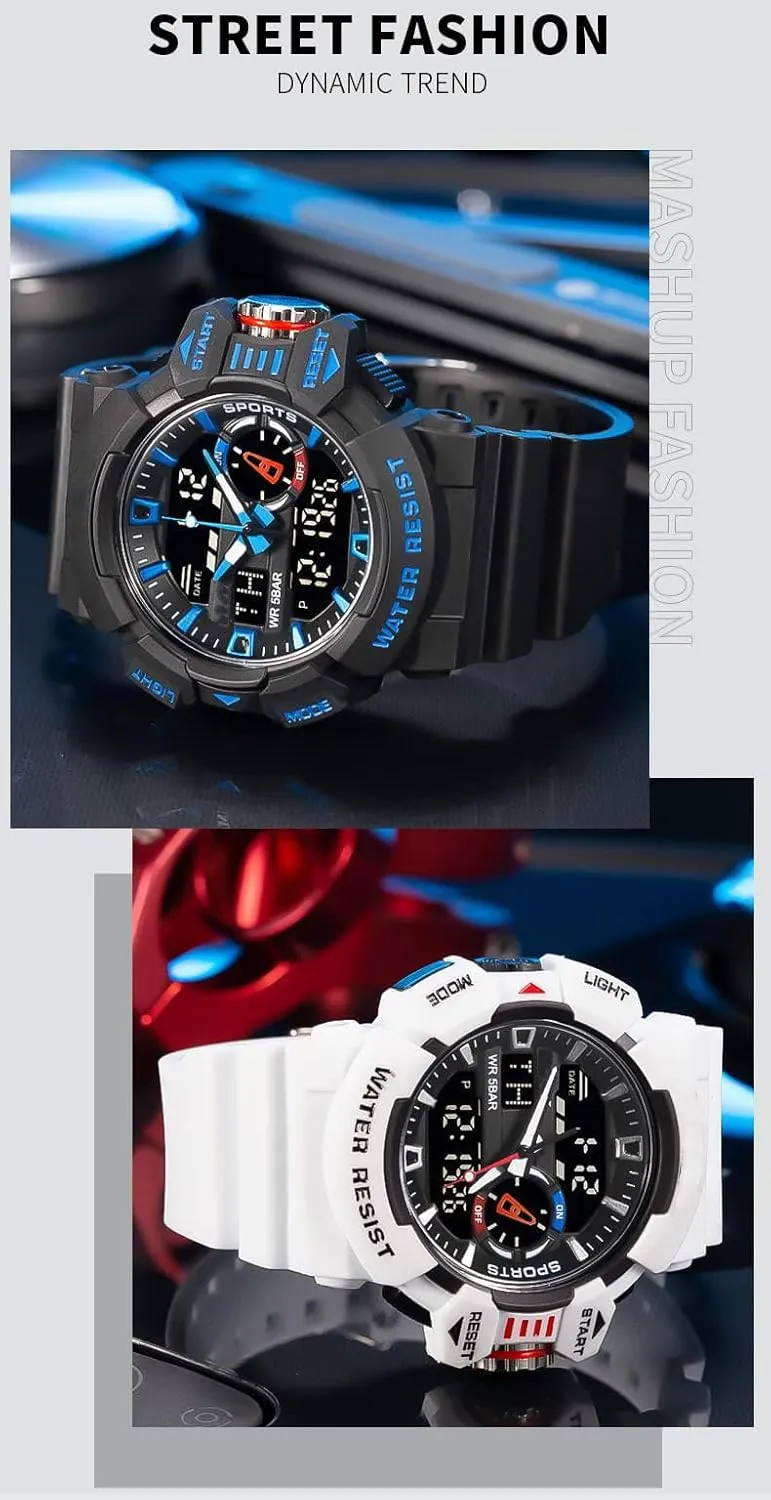 Military Watches LED Quartz Dual Display vitascope pulse expression canyon coax Waterproof Multi Functional Men's Wrist Watches Carlien Men Sports 