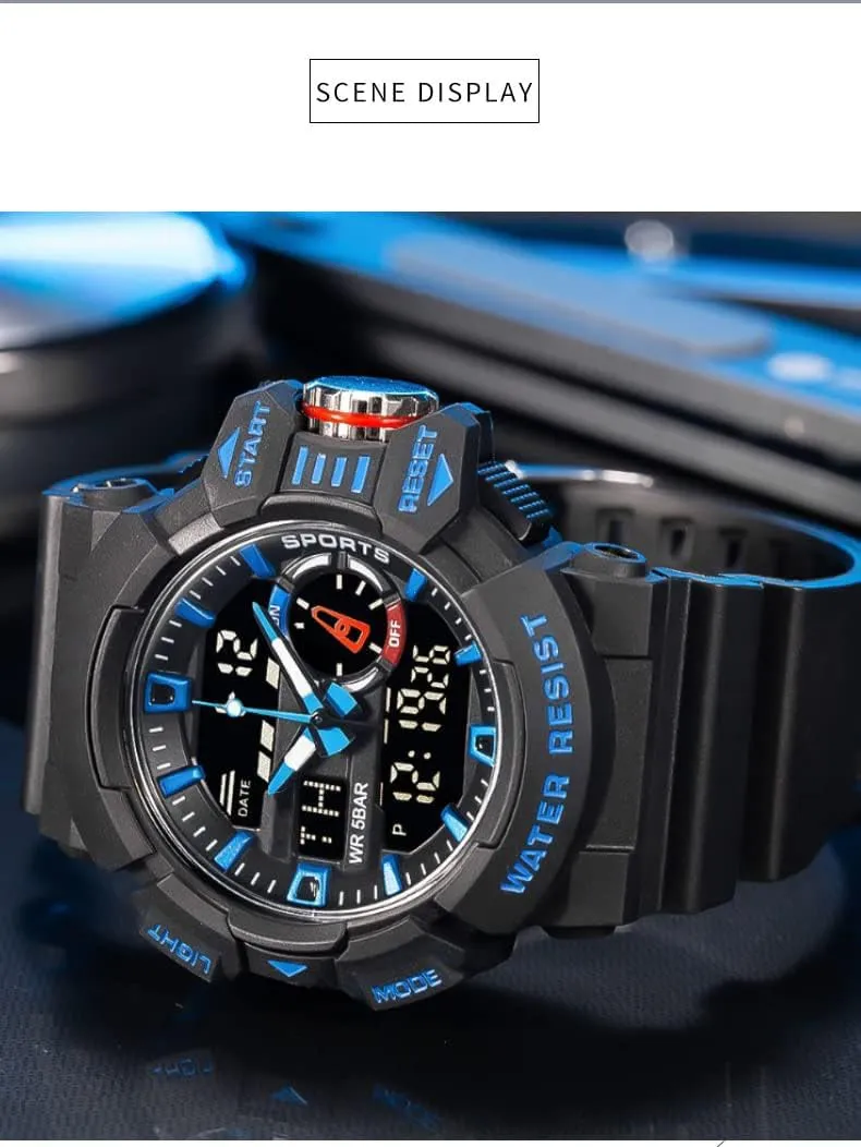 Military Watches LED Quartz Dual Display vitascope pulse expression canyon coax Waterproof Multi Functional Men's Wrist Watches Carlien Men Sports 