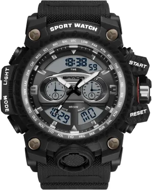 Military Watches RORIOS Mens Sports drench uninterrupted understory Watch Multifunction Digital Watch with Alarm Luminous Wristwatches for Men Analogue 