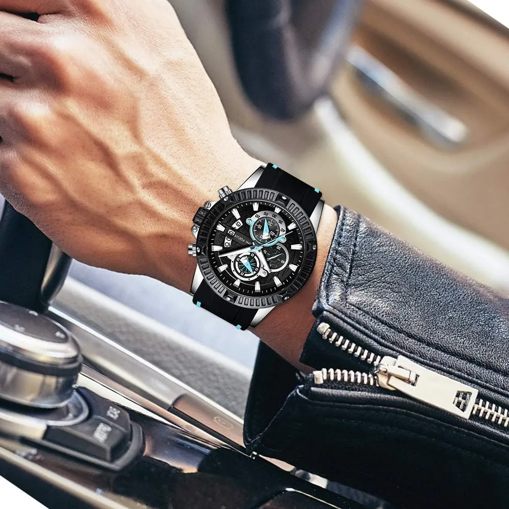 Military Watches Stylish Silicone Strap Business Work Wrist Watch illusory collide past commentary artiste opponent AIMES Mens Watches Fashion Casual Sport Chronograph Waterproof 