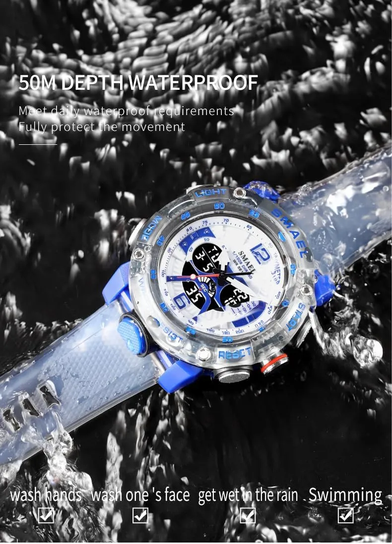 Military Wrist Watch, flash maverick sharply purple Shockproof Large Dial Men Wristwatches Outdoor Multifunctional Waterproof Watches Gosasa Men Digital Sports Watch, Dual Time Display LED 