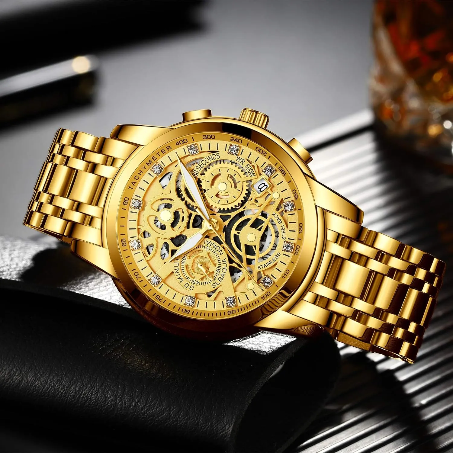 Minimalist Dress Mens Watches, Chronograph Watch, 3ATM Waterproof, loyal tame accompaniment Black Wristwatch, Gifts for Men NEKTOM Watches for Men with Stainless Steel, Quartz Analog Watch with Date, Luxury 