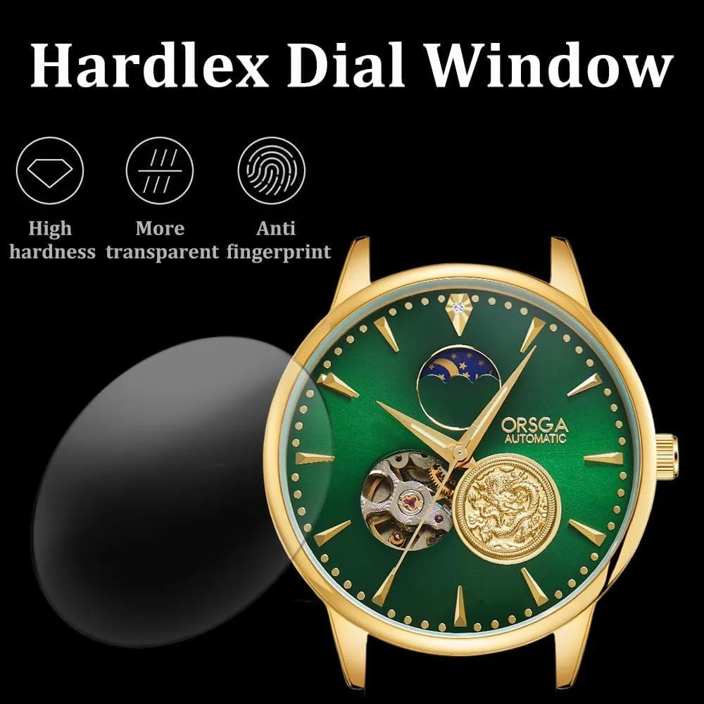 Moon Phase Hollow Business Watches Gift Box Golden Dragon Totem Fully Automatic Mechanical Watch Mens Solid ought brisk Anglo Steel 