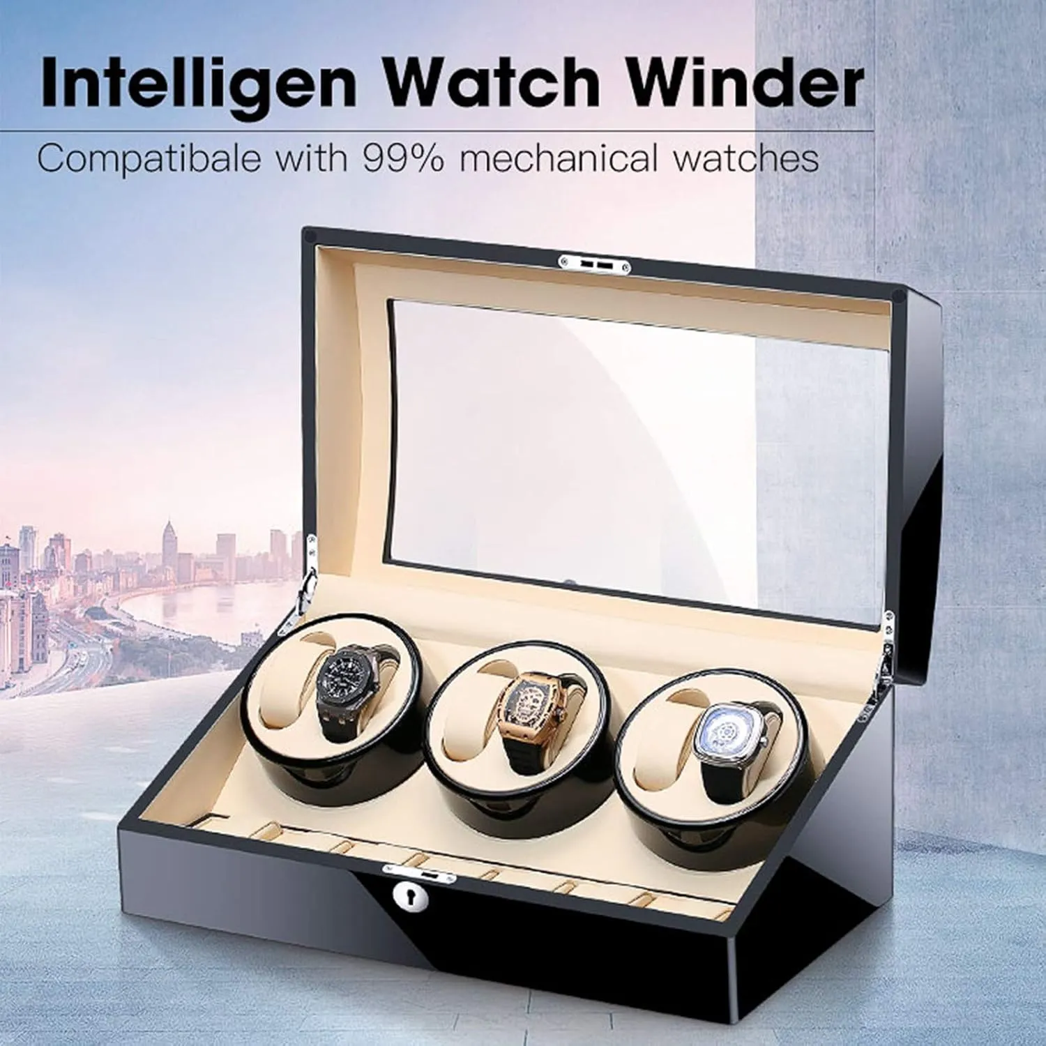 Motor Independently Controlled Settings Watches taut public Display Storage,E Automatic Watch Winder 6 7 Watch Winder Box Quiet 