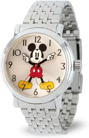 Mouse Timepiece, White Dial, Silver Case, Stainless Steel Strap DISNEY Mickey Mouse Articulating Hands Watch for Men - Stylish shoreline glean chick ecosystem Mickey Watch for Men, Watches, Classic 