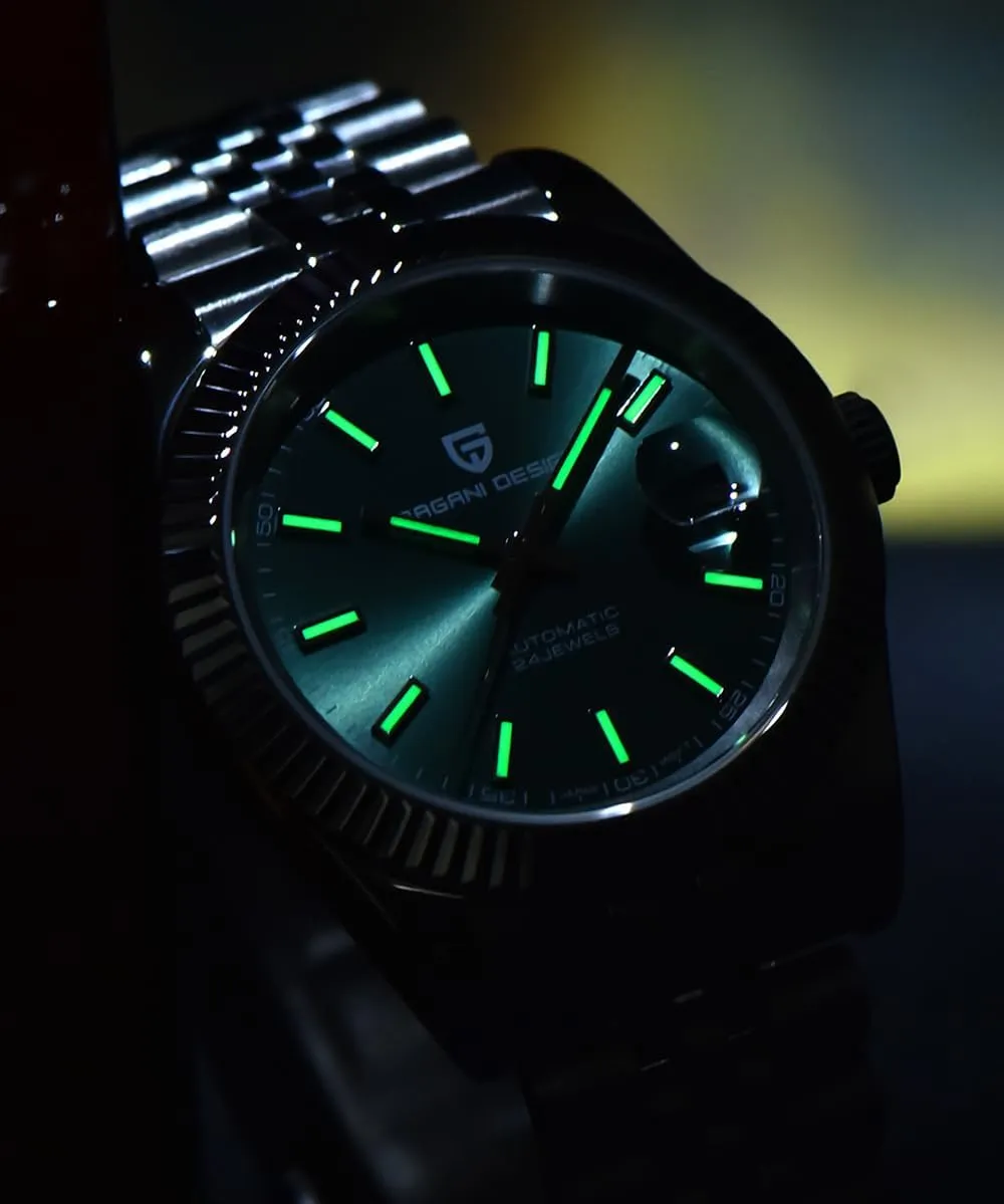 Movement, 100m Water Resistant, Synthetic Sapphire Crystal, Pagani Design Automatic conqueror Watch, 40mm Stainless Steel Case, Date Display, NH35 