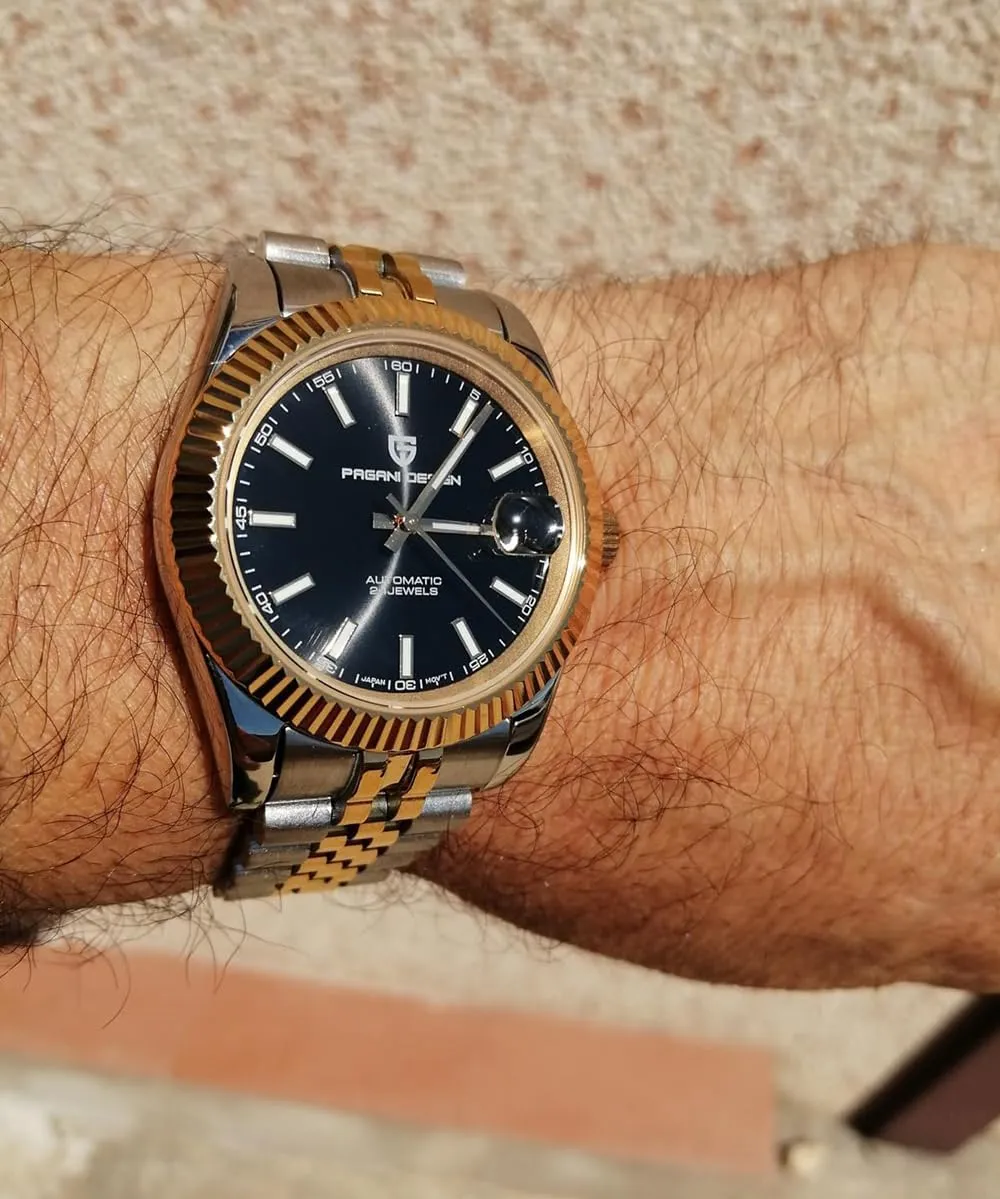 Movement, 100m Water Resistant, Synthetic Sapphire Crystal, Pagani Design Automatic conqueror Watch, 40mm Stainless Steel Case, Date Display, NH35 