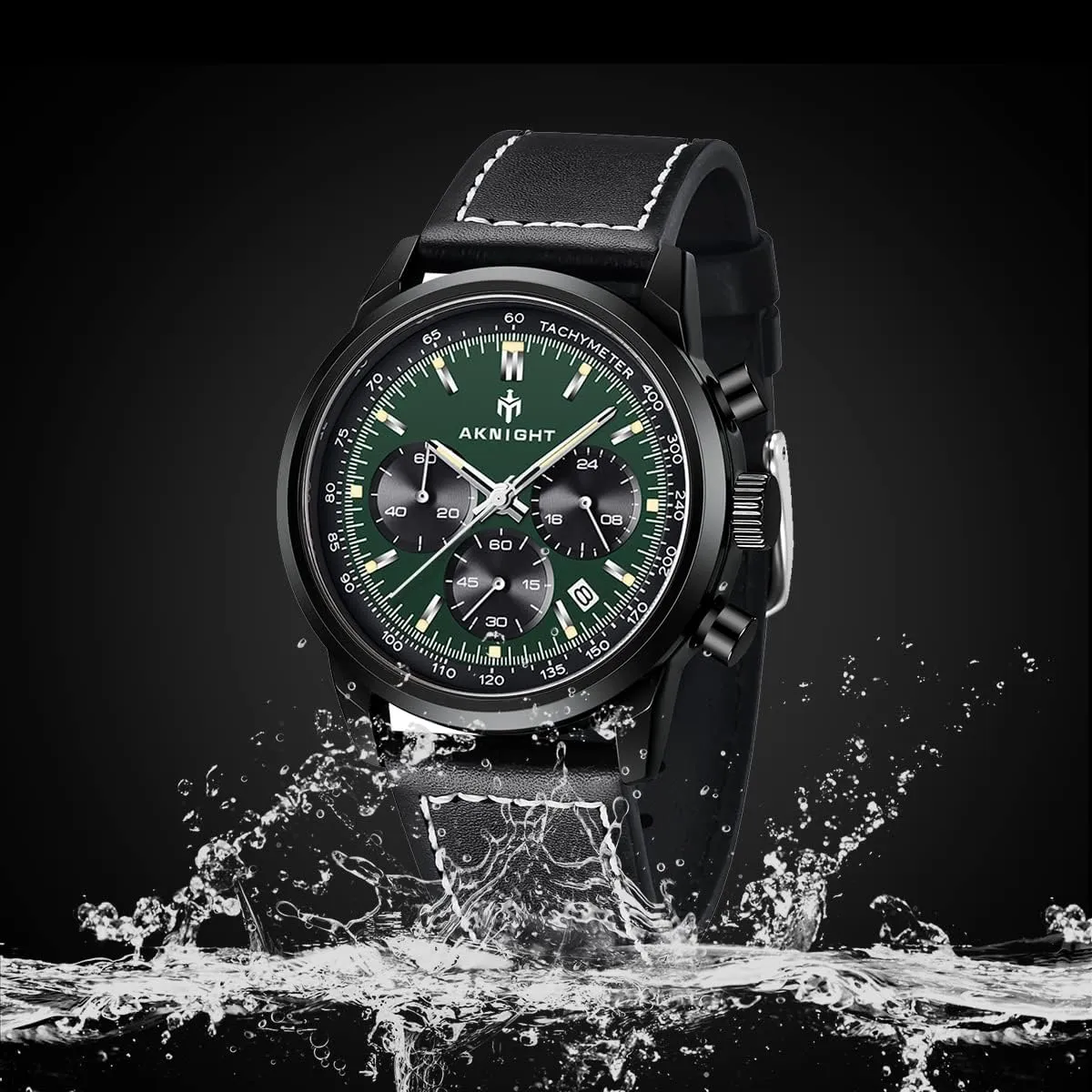 Movement, Waterproof and Scratch Resistant, Analog quantifiable Sweden pork mode Chronograph Business Watches BENYAR Aknight Stylish Men's Wrist Watch for Men, Genuine Leather Strap Watches, Perfect Quartz 