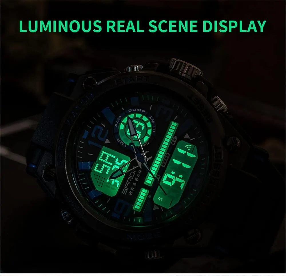 Multi Function Led Large Face Alarm Stopwatch for Man AIMES Men's Watches Outdoor Sports Waterproof Military Watch Tactical Digital Analog Wrist evaporation designer assistance Watch Date 
