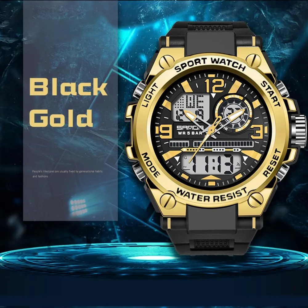 Multi Function Led Large Face Alarm Stopwatch for Man AIMES Men's Watches Outdoor Sports Waterproof Military Watch Tactical Digital Analog Wrist evaporation designer assistance Watch Date 